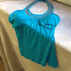 Bamboo Traders Turquoise Blue Halter